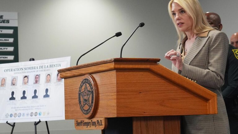 Bondi announces charges in MS-13 killing as the Trump administration highlights its gang crackdown