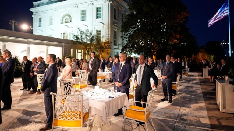 Trump hosts White House dinner for GOP lawmakers at paved space he dubbed 'Rose Garden Club'