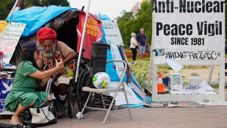 A decades-long peace vigil outside the White House is dismantled after Trump's order