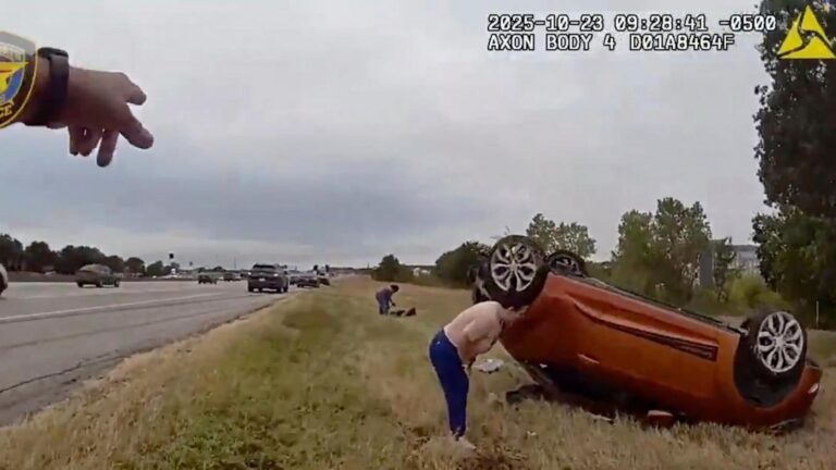 Baby pulled from overturned vehicle in dramatic rescue