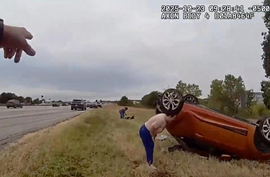 Baby pulled from overturned vehicle in dramatic rescue