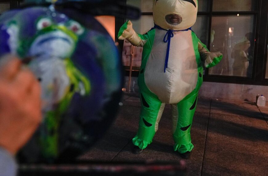 How inflatable costumes ballooned at anti-Trump rallies due to a Portland protester’s frog outfit