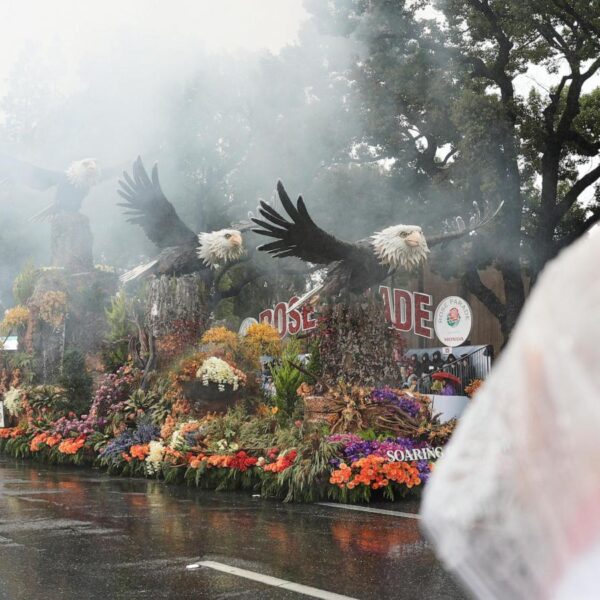 Rain soaks Rose Parade in California and snow…