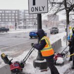 Snow and wind batter parts of US, with threat of thunderstorms and tornadoes starting later Sunday