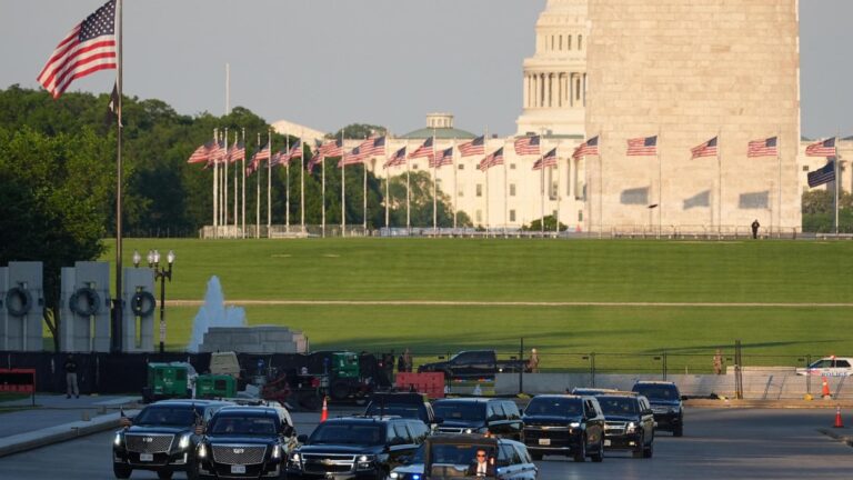 Trump drives across Lincoln Memorial Reflecting Pool to inspect new blue coating he's putting on it