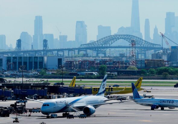 United flight landing in Newark strikes light pole on New Jersey Turnpike, FAA says