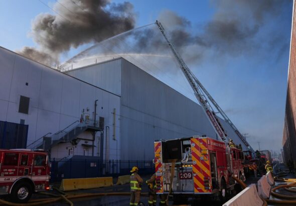 Los Angeles warehouse fire prompts shelter-in-place orders due to hazardous air