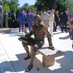 Inside Trump's remake of the White House Rose Garden. First a stone patio, then statues
