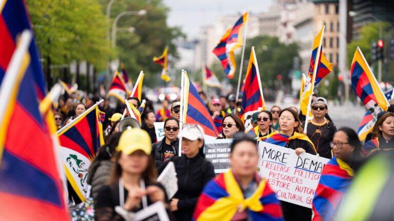 Protesters of Xi's policies push for change in earshot of White House visit with Trump