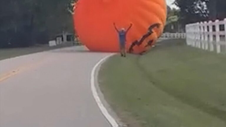 Good grief, Charlie Brown! Giant inflatable pumpkin takes pre-Halloween flight